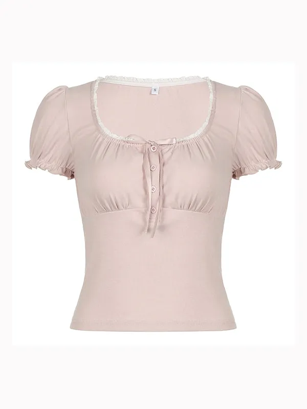 Pink Vintage Casual Short Sleeve T-Shirt