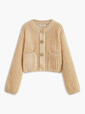 Plain Button Chunky Cardigan