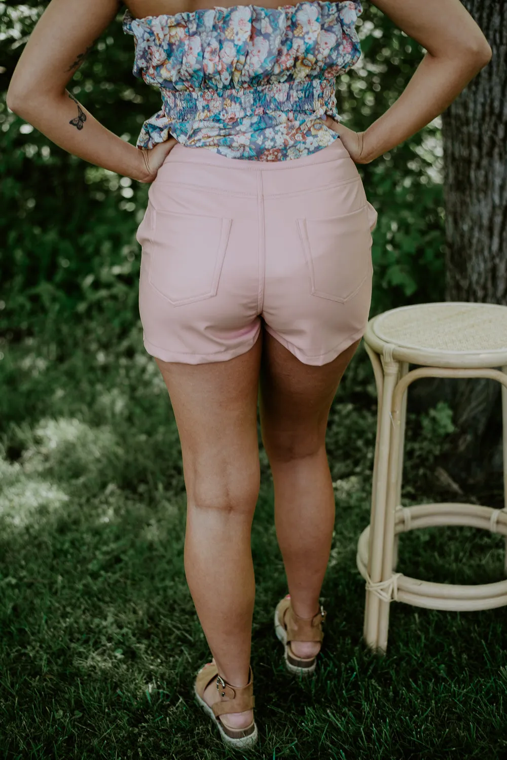 Play The Part Leather Skort, Pink