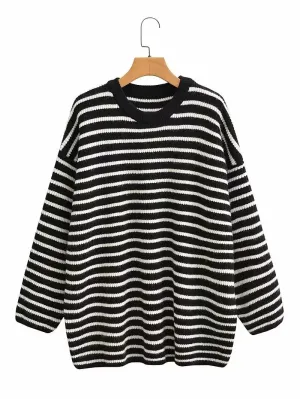 Plus Size Sweater Roomy Mid-Length Crew Neck