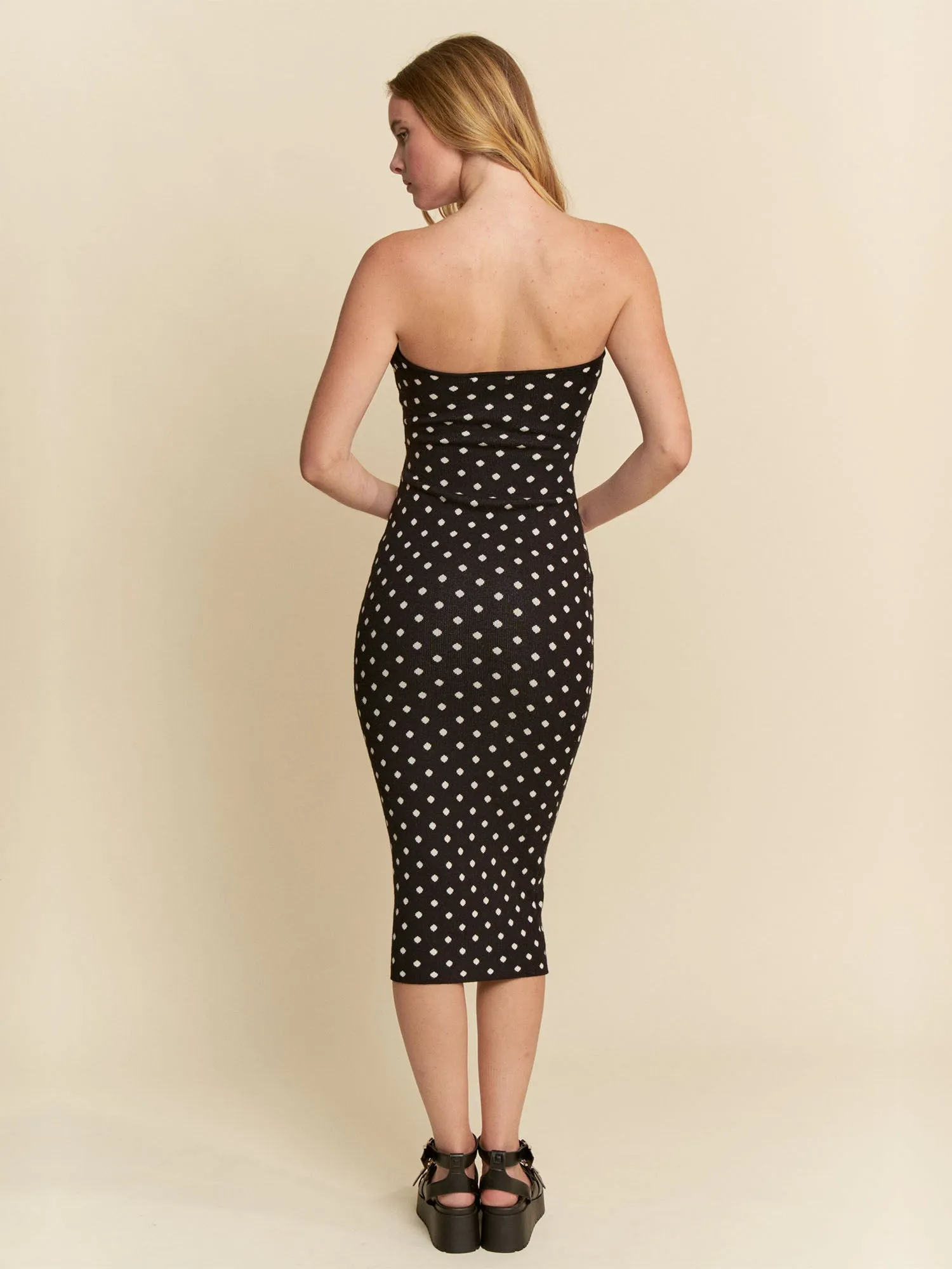 Polka Dot Tube Midi Dress