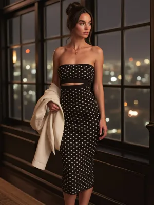 Polka Dot Tube Midi Dress