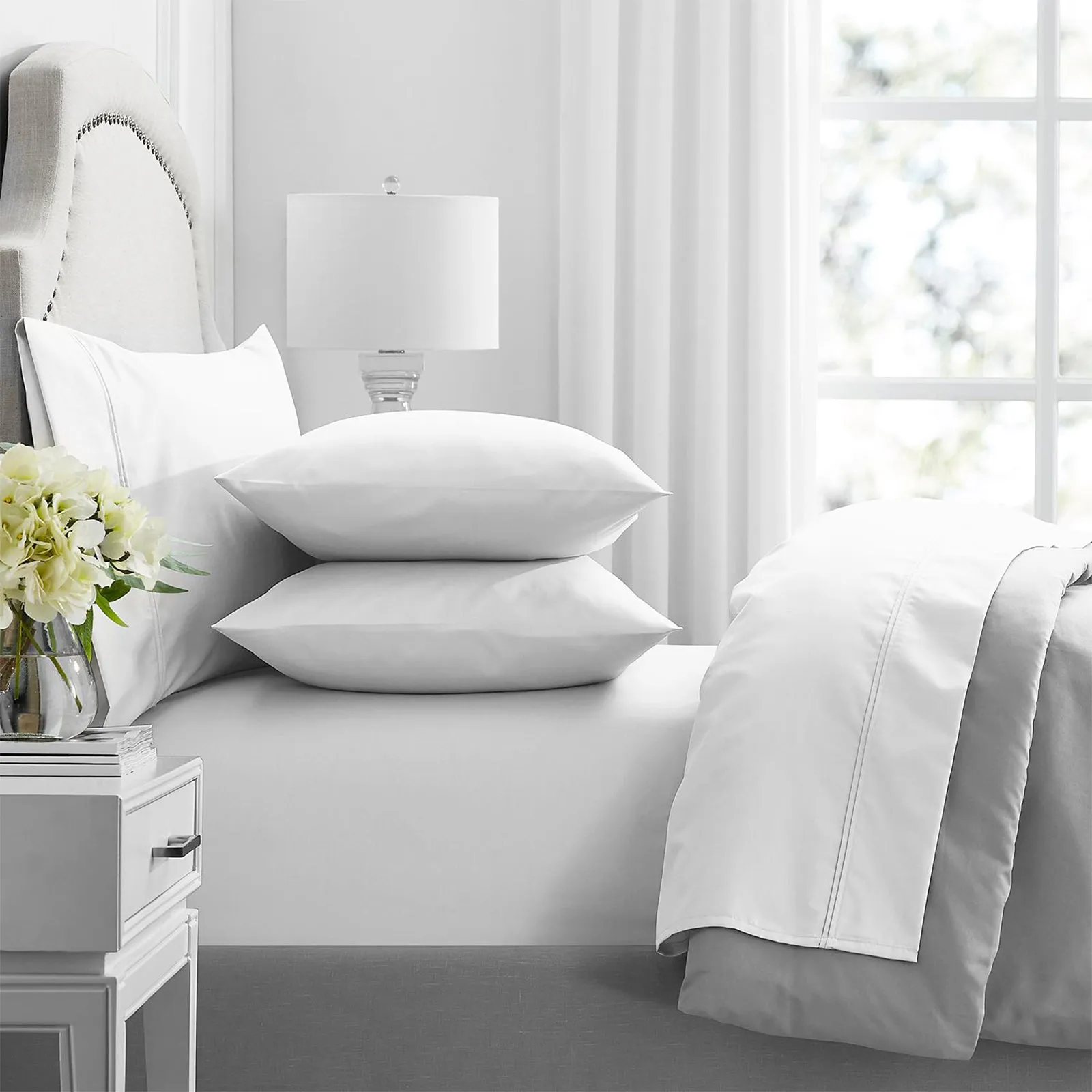 Premium 1000 Thread Count Egyptian Cotton White Sheet Sets by Renee Taylor