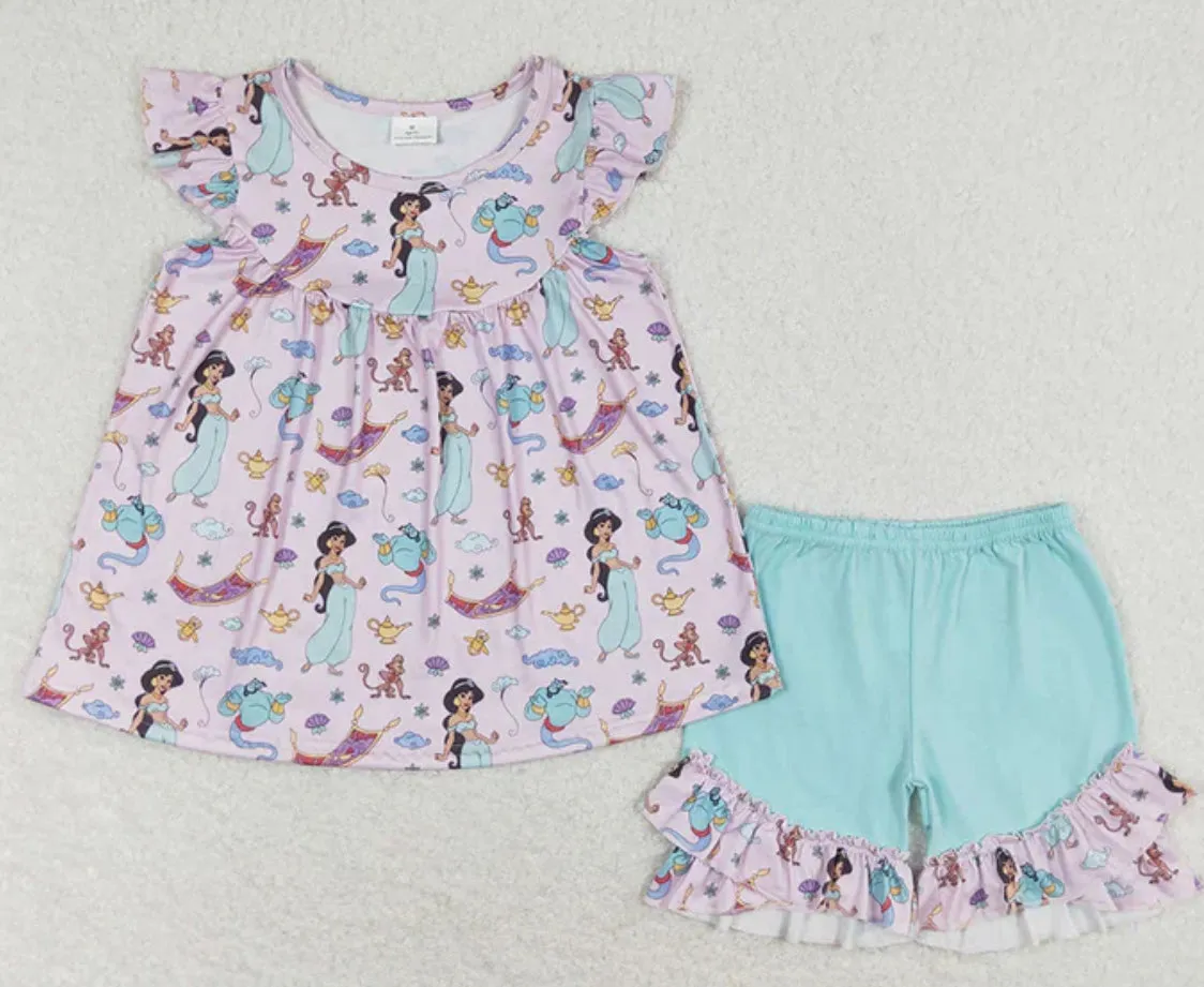 Princess Flutter Sleeve Shorts Sets
