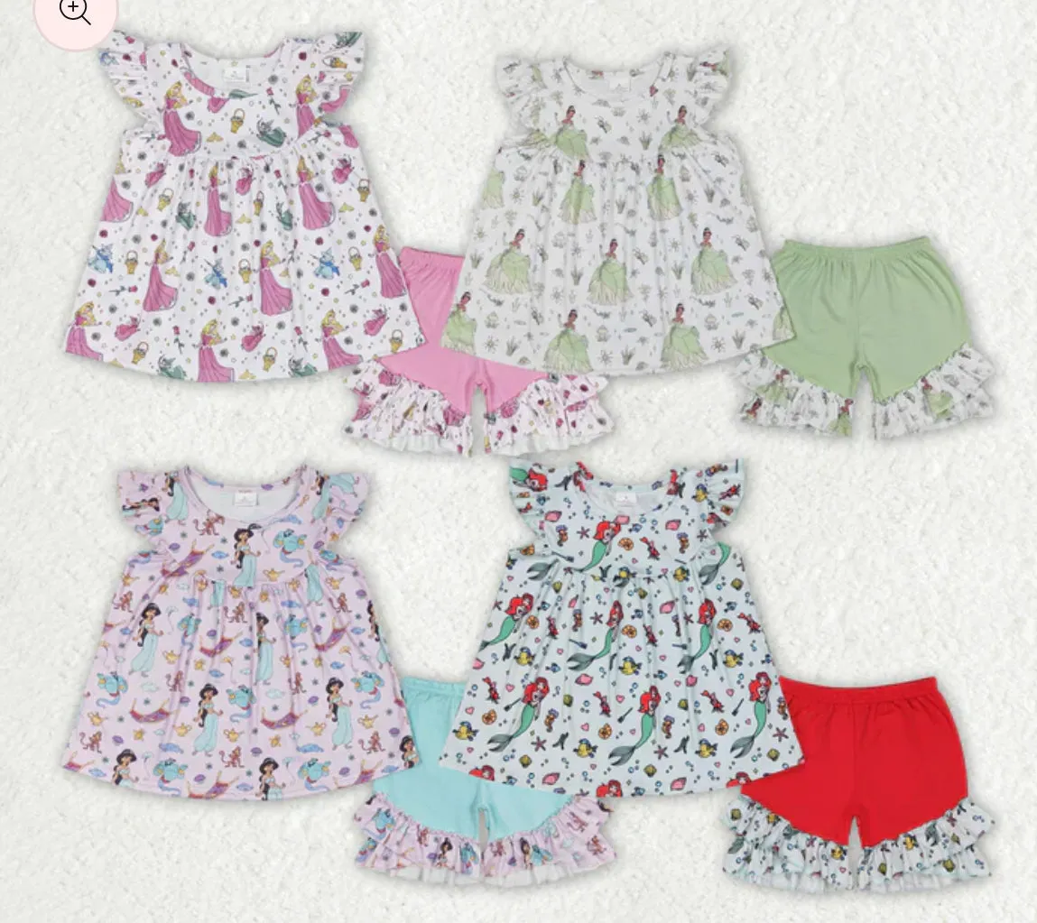 Princess Flutter Sleeve Shorts Sets