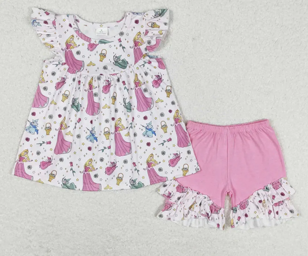 Princess Flutter Sleeve Shorts Sets