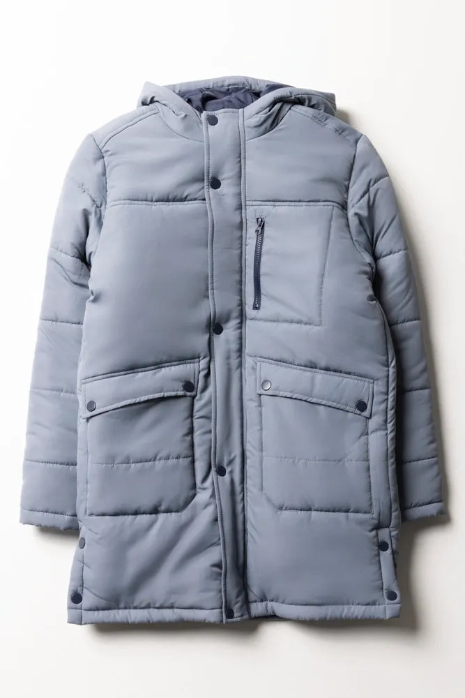 Puffer Parka Jacket Blue