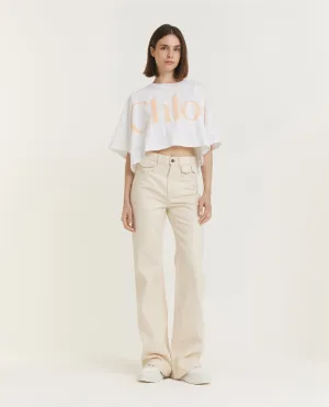 Pure Katoenen Flare Jeans  - Ecru