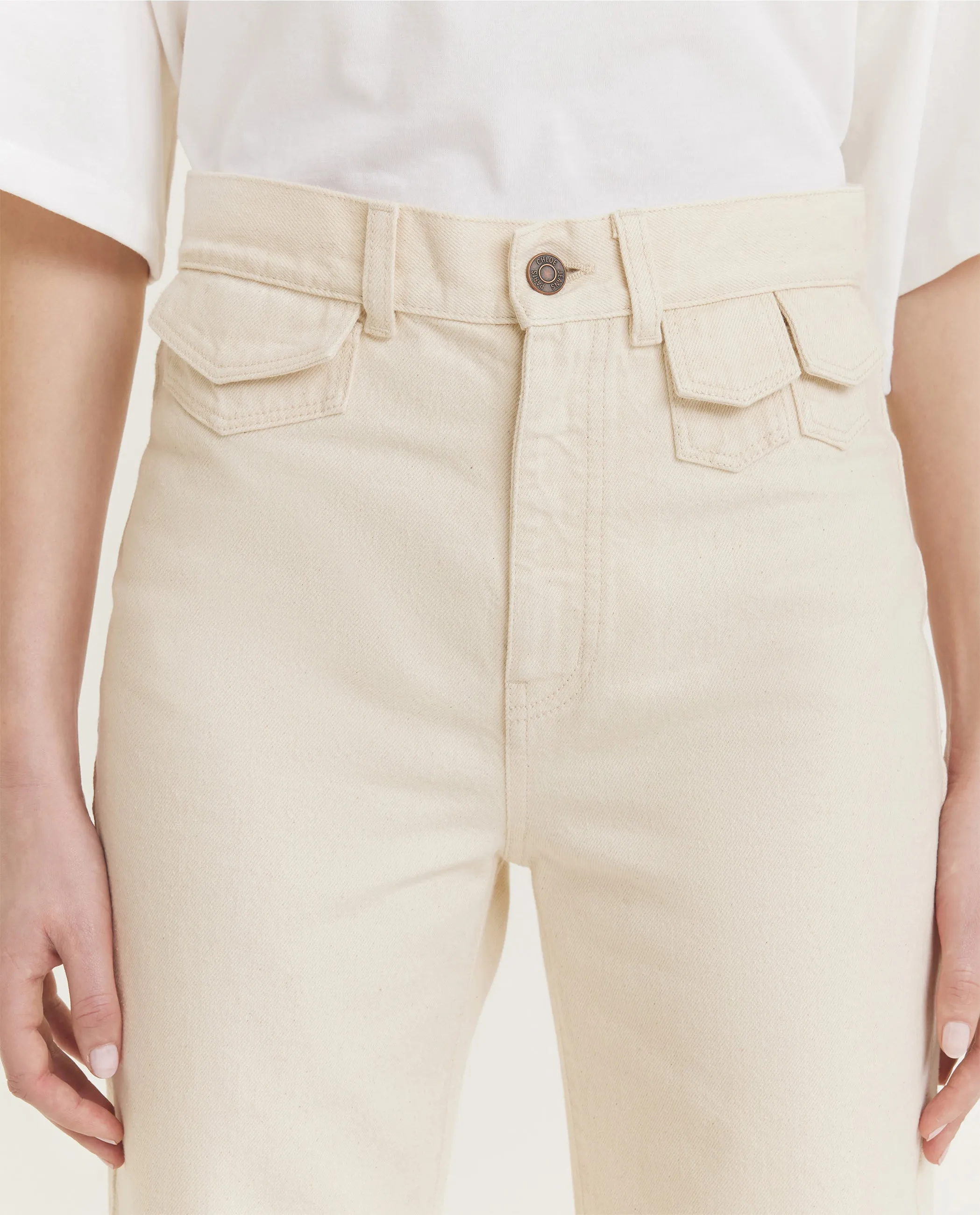 Pure Katoenen Flare Jeans  - Ecru