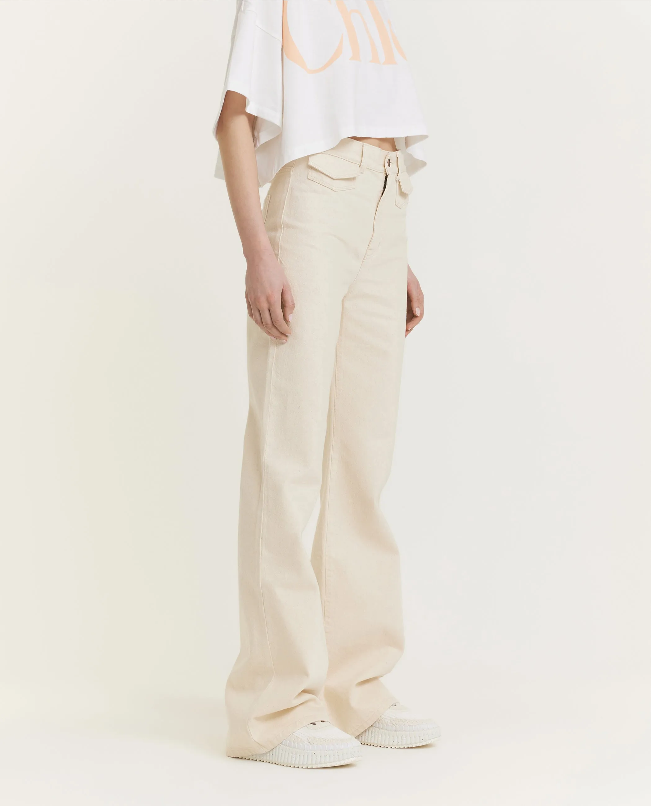 Pure Katoenen Flare Jeans  - Ecru