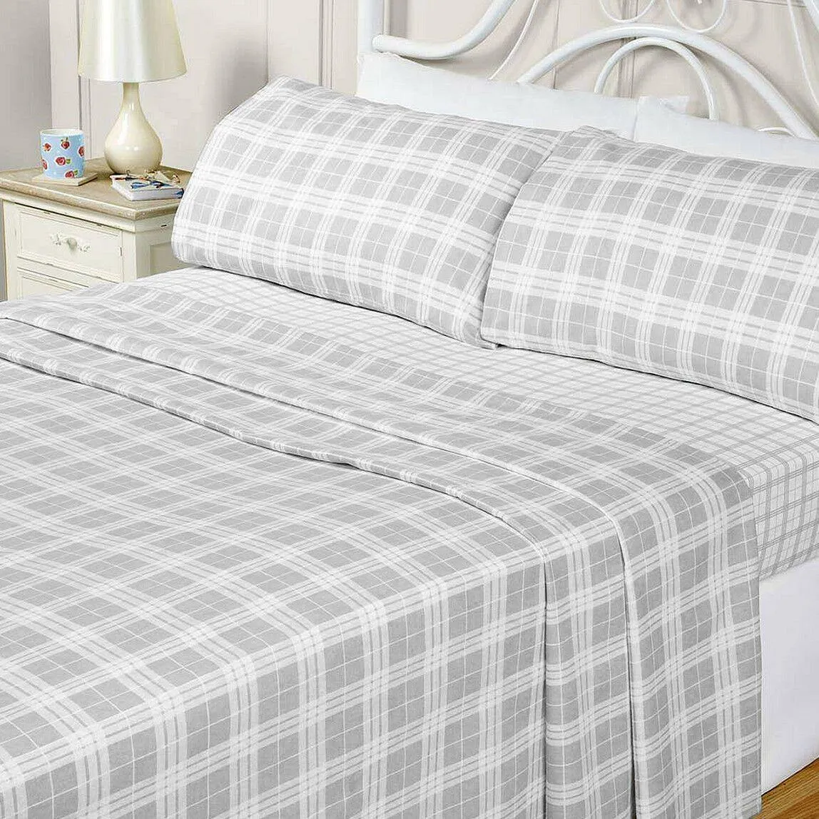 Quebec Flannelette Sheet Set - Grey