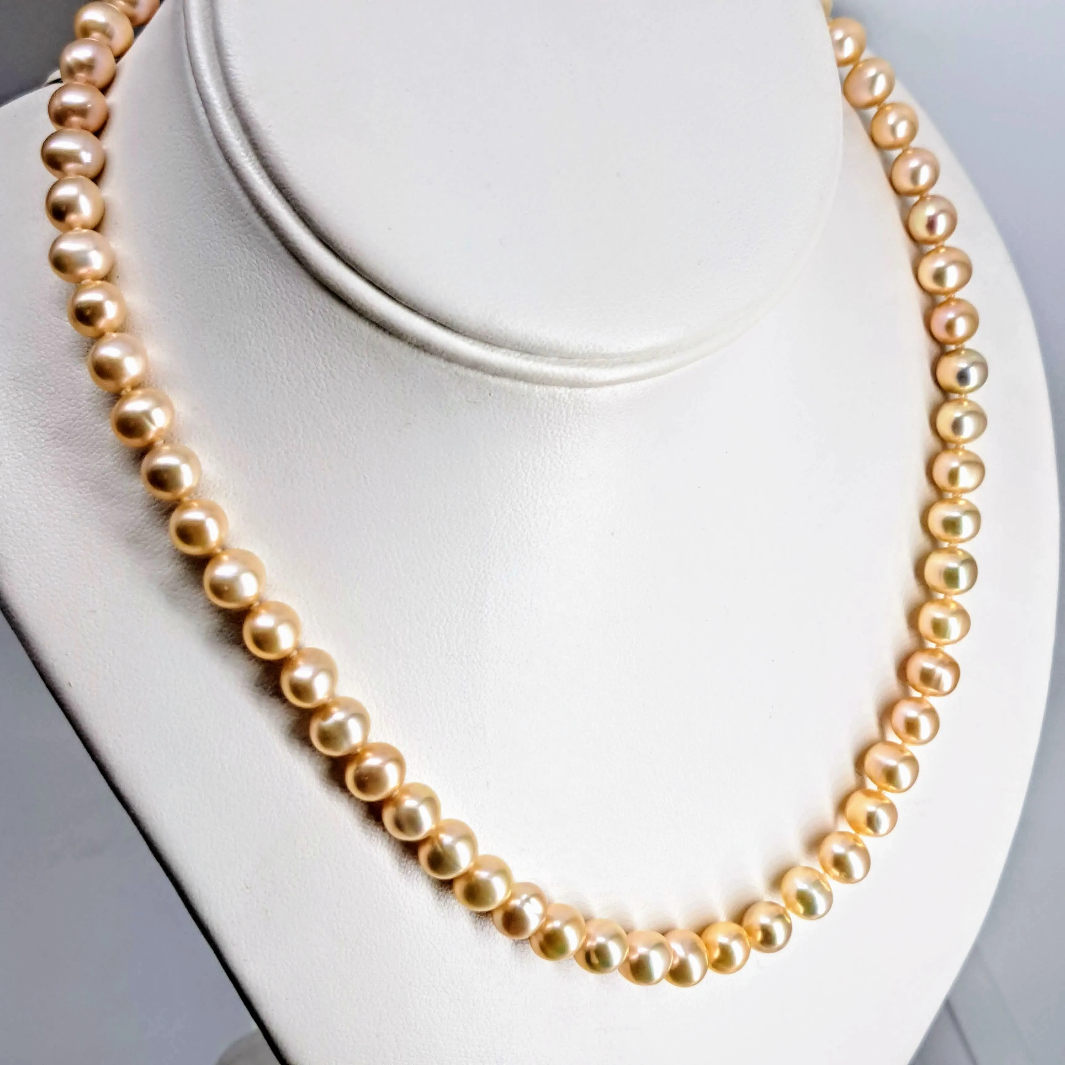 "Champagne Set" 18" Necklace & Matching Stud Earrings - Pearls, Sterling