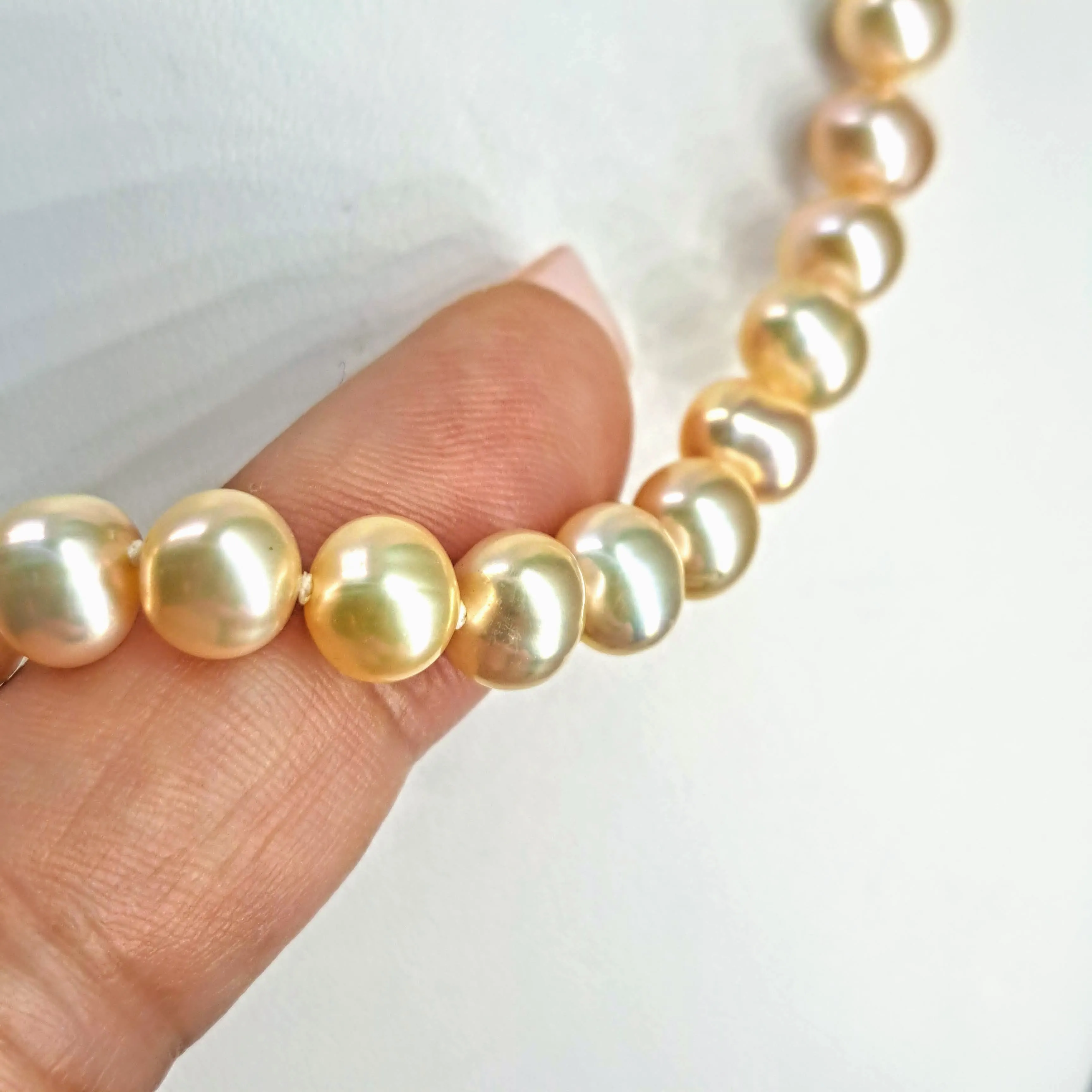 "Champagne Set" 18" Necklace & Matching Stud Earrings - Pearls, Sterling