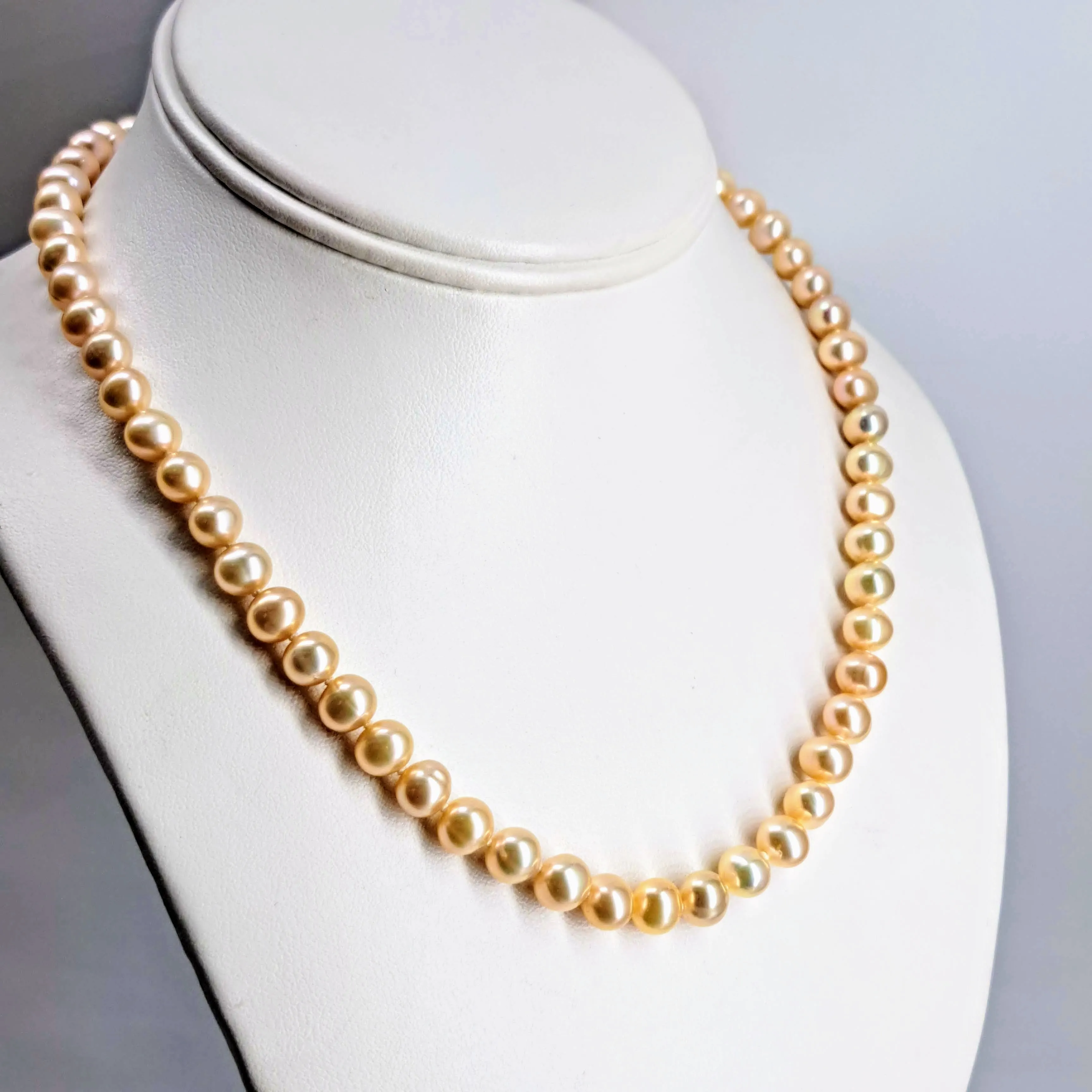 "Champagne Set" 18" Necklace & Matching Stud Earrings - Pearls, Sterling