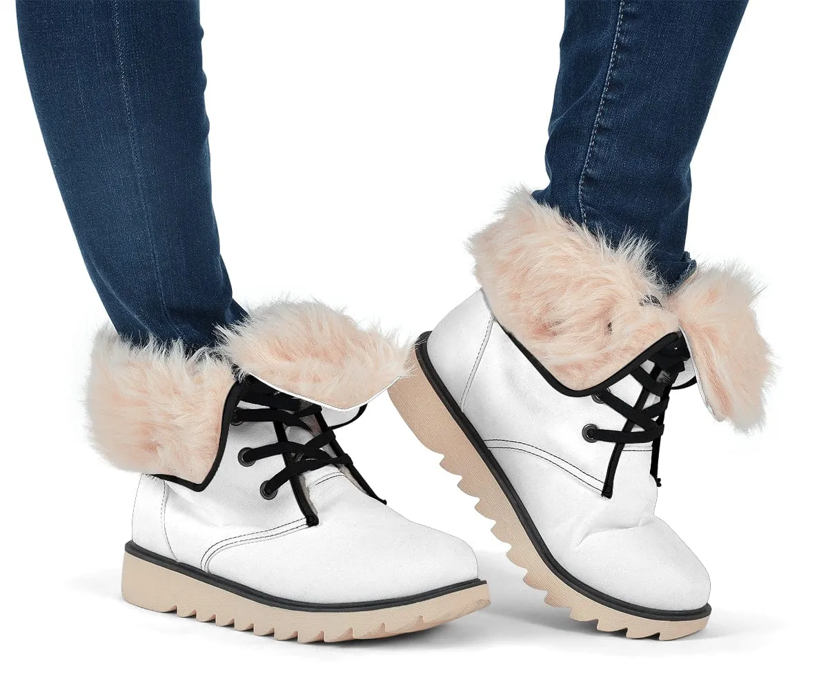 Rainbow On White Suede Snow Boots