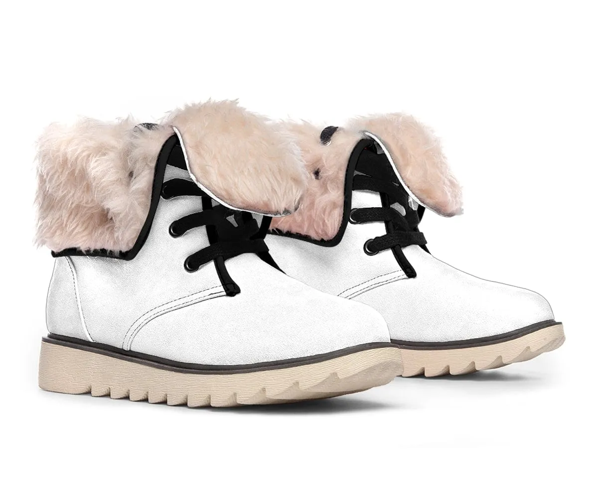 Rainbow On White Suede Snow Boots