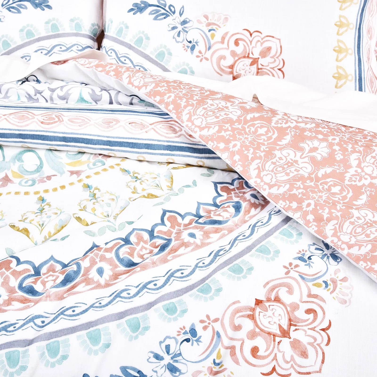 Renee Taylor 300 TC Cotton Reversible Quilt Cover Sets - Kalina