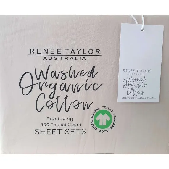 Renee Taylor 300 Thread Count 100 % Organic Cotton Sheet Sets - Moonbeam