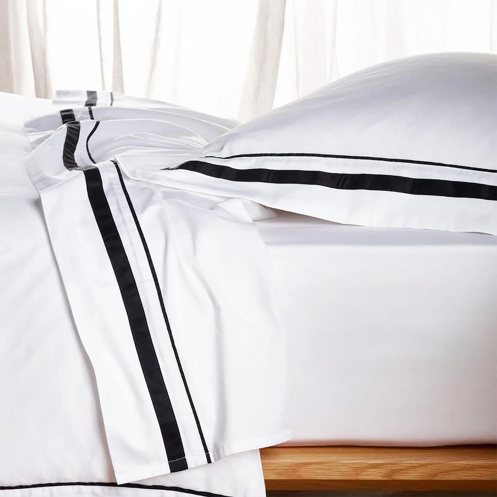 Renee Taylor Cloud 1000 TC Egyptian Cotton Sheet sets Deep - White Charcoal