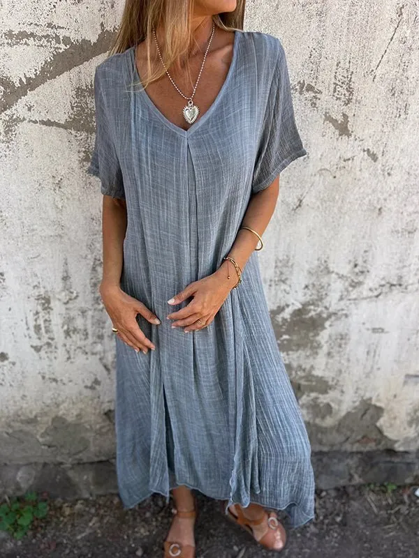 Rhoda - Elegant V Neck Design Woman's Midi Dress
