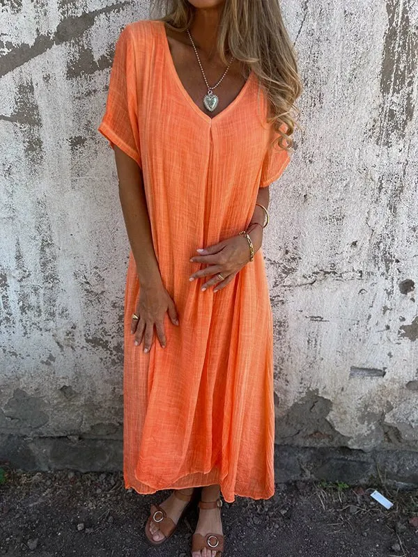 Rhoda - Elegant V Neck Design Woman's Midi Dress