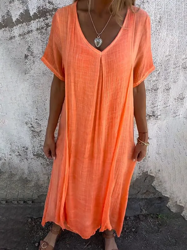 Rhoda - Elegant V Neck Design Woman's Midi Dress
