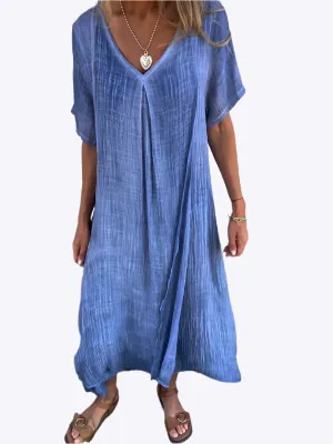 Rhoda - Elegant V Neck Design Woman's Midi Dress