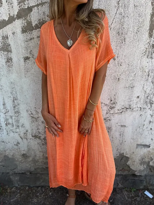 Rhoda - Elegant V Neck Design Woman's Midi Dress