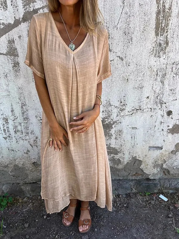 Rhoda - Elegant V Neck Design Woman's Midi Dress