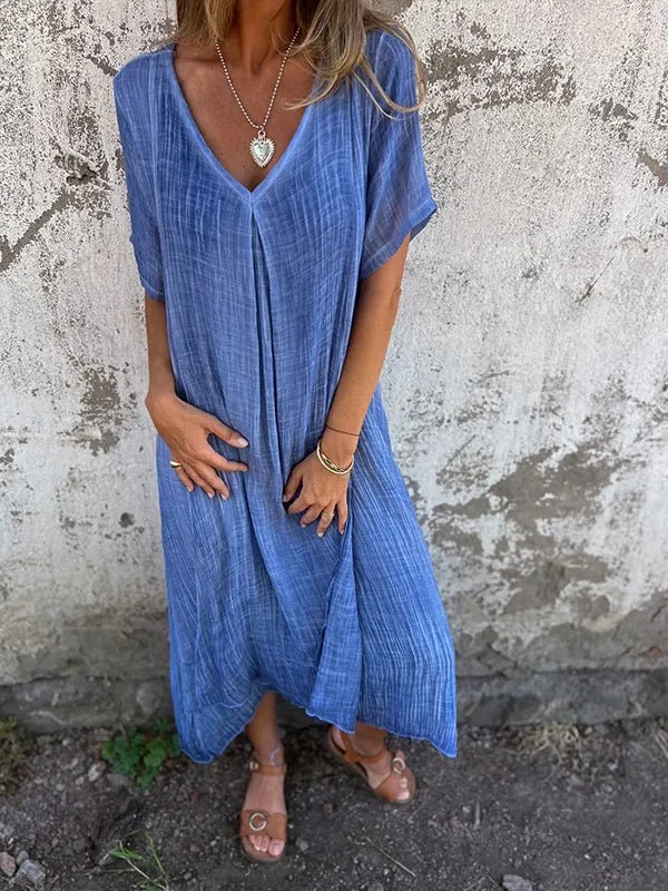 Rhoda - Elegant V Neck Design Woman's Midi Dress