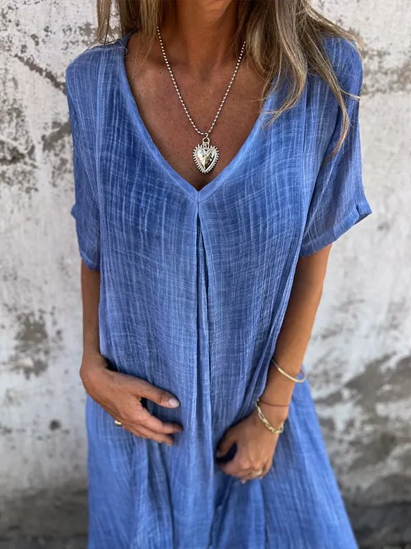 Rhoda - Elegant V Neck Design Woman's Midi Dress