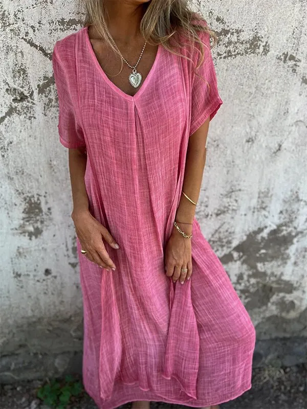 Rhoda - Elegant V Neck Design Woman's Midi Dress
