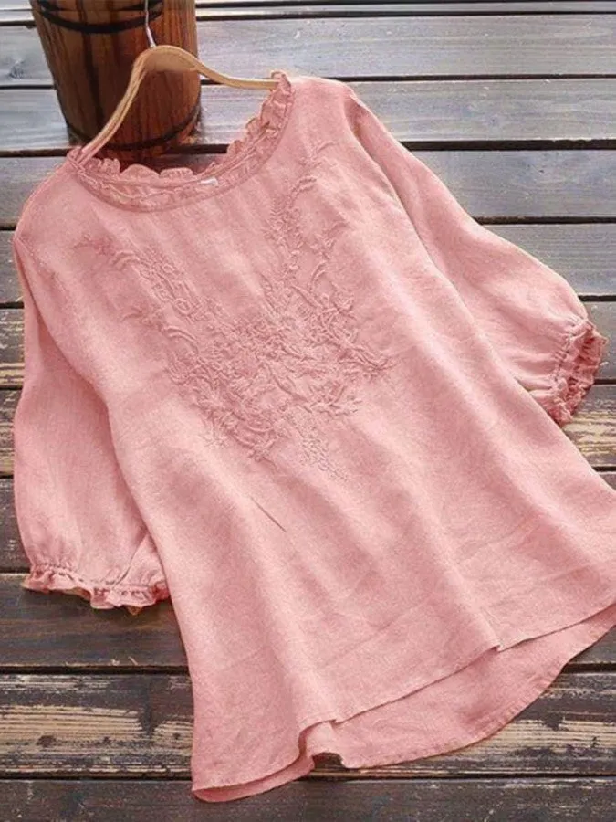 Roberta - Casual tank top with embroidery
