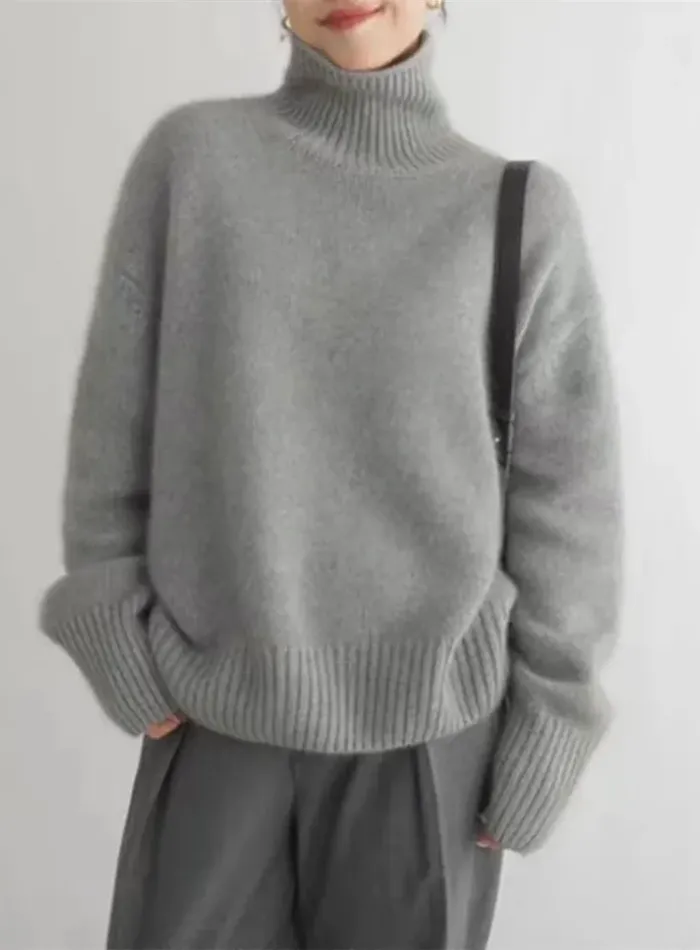 Rollkragen Wollpullover Beige - Laura