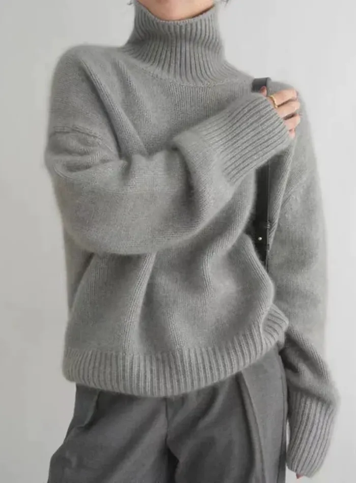 Rollkragen Wollpullover Beige - Laura