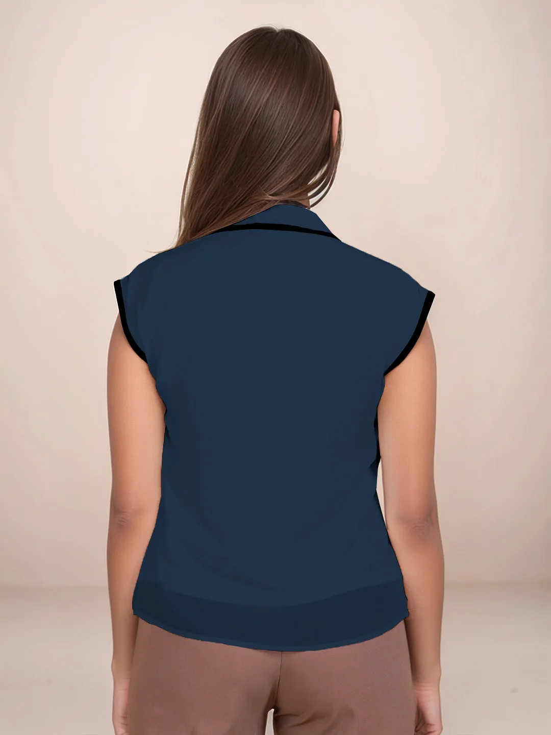 Sapphire Solid Sleeveless Shirt