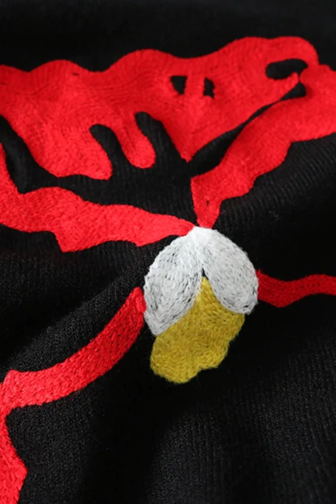 Saronya Black Sweater with Flowers