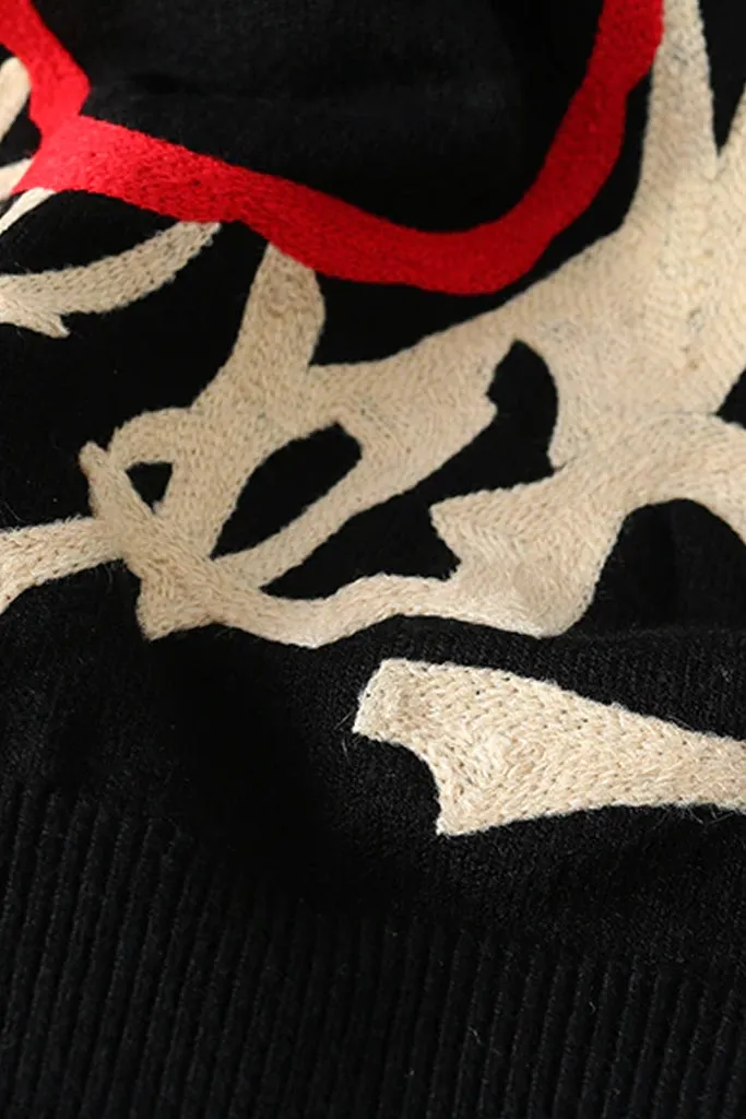Saronya Black Sweater with Flowers