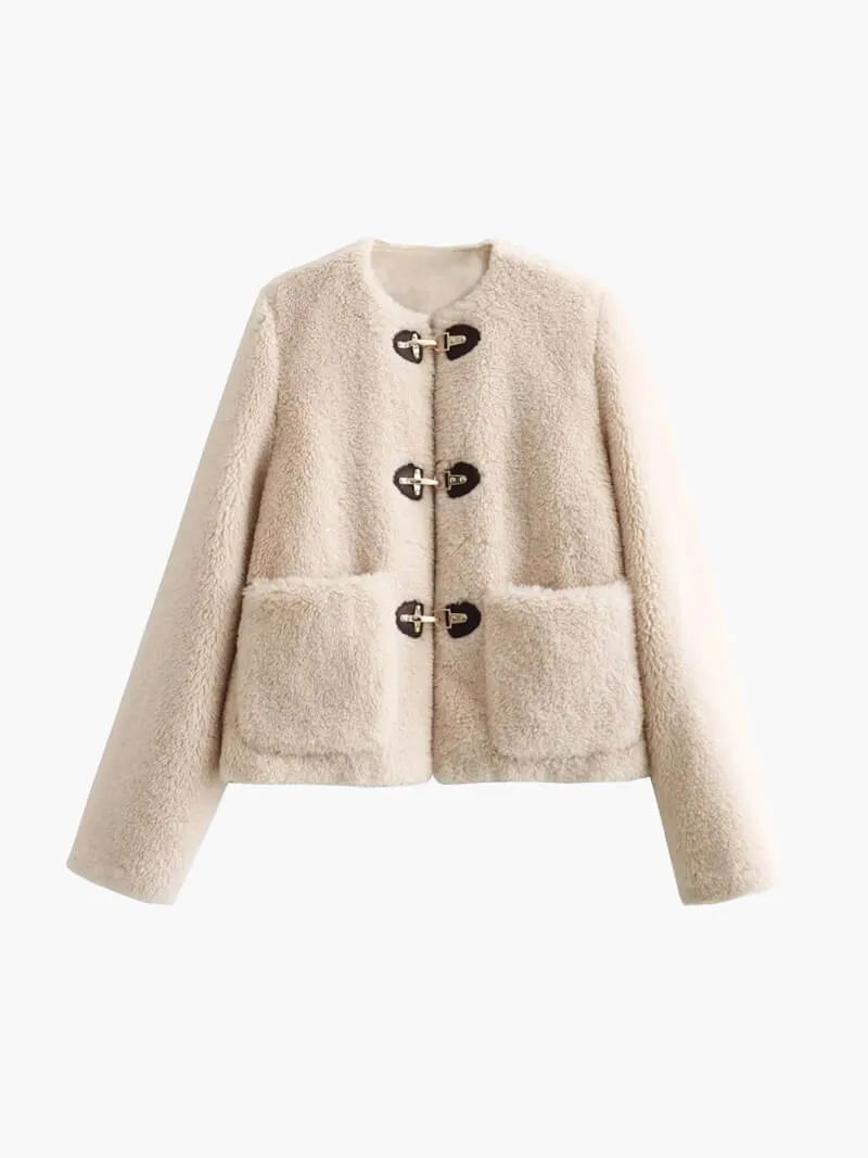 Schafwoll Teddyjacke Weiß - Sophie