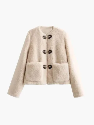 Schafwoll Teddyjacke Weiß - Sophie