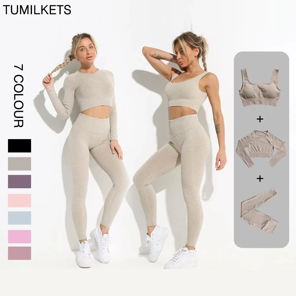 Seamless Women's Sportswear Yoga Sets - Workout Sports Bra, Gym Clothing High Waist Legging, Fitness Women Tracksuit, Athletic Outfits
