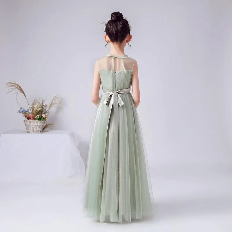 Sequined A-Line Flower Girl Gown with Zipper