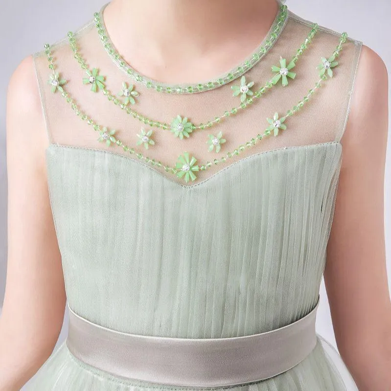 Sequined A-Line Flower Girl Gown with Zipper