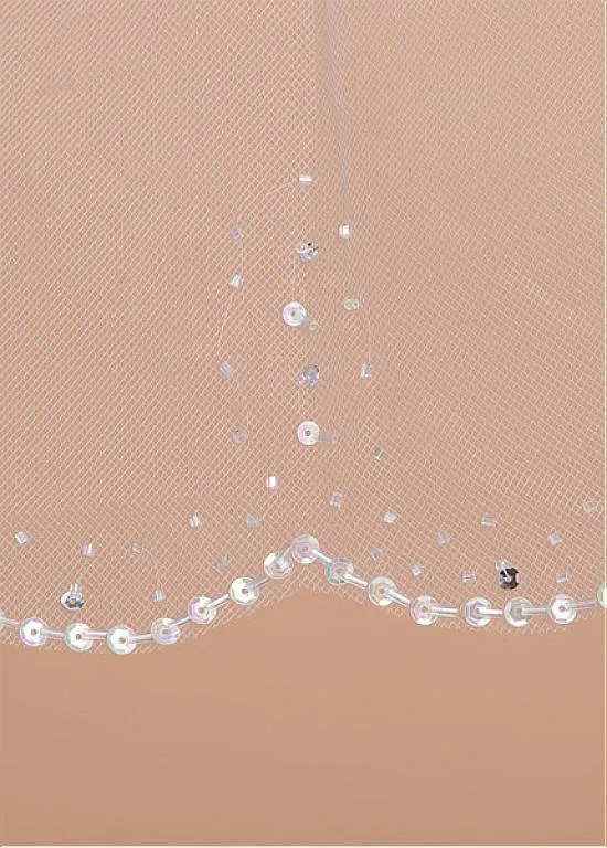 Shinning Tulle Double Layer Short Wedding Veil With Beading ,WV0124