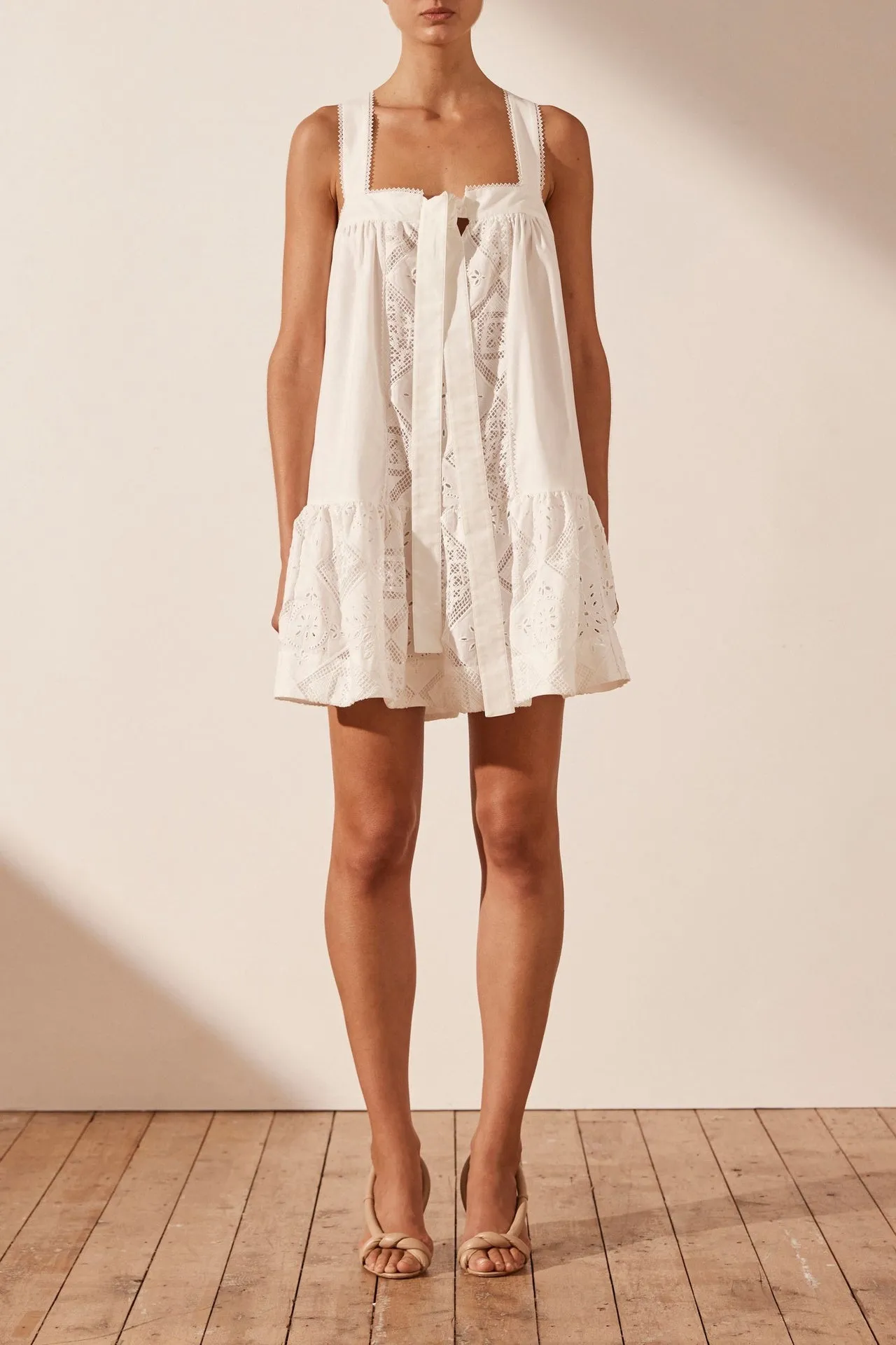 SHONA JOY Lori Relaxed Drop Waist Mini Dress - Ivory