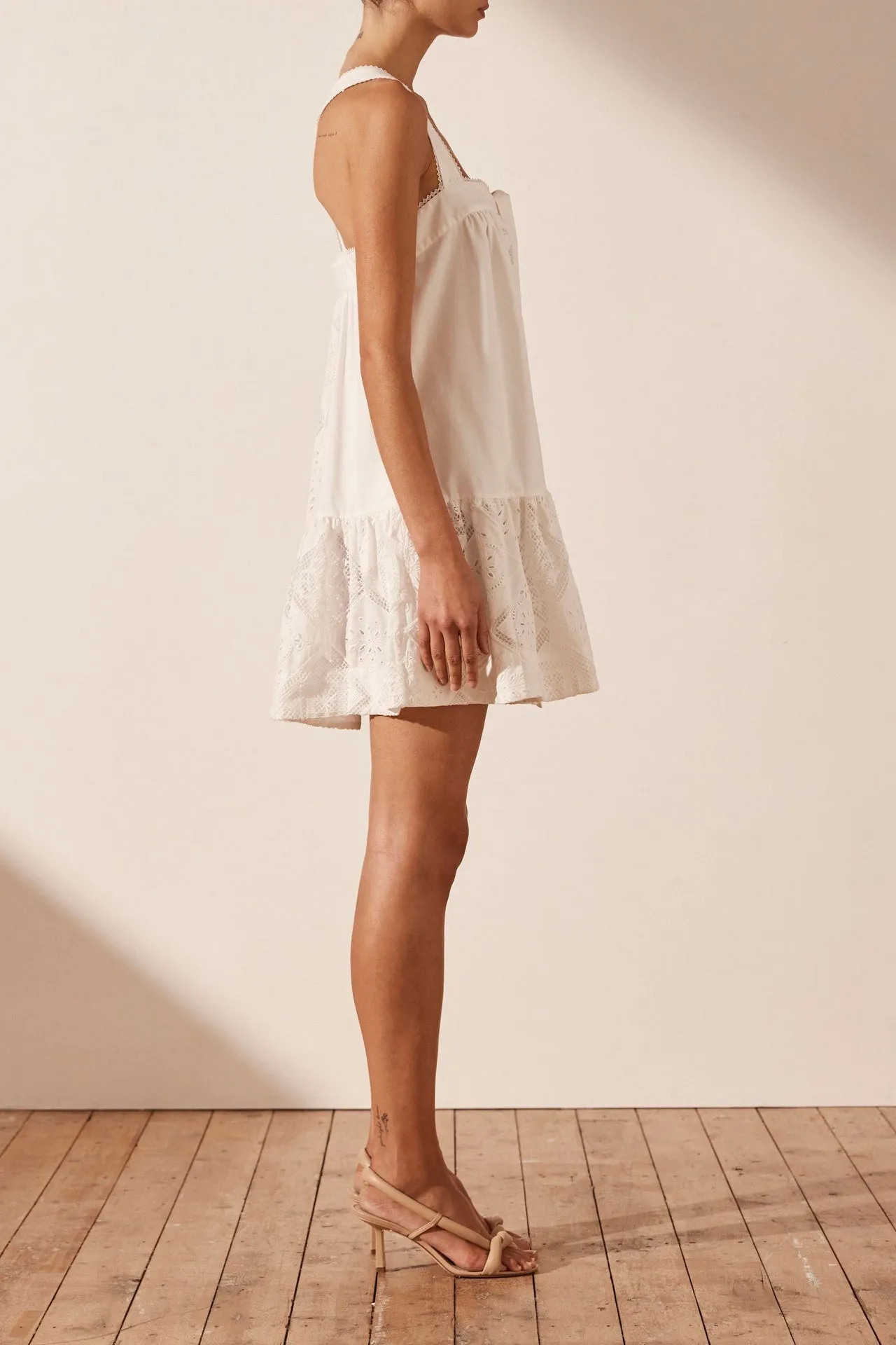 SHONA JOY Lori Relaxed Drop Waist Mini Dress - Ivory