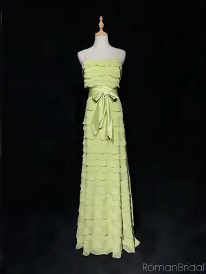 Simple Spaghetti Strap Sleeveless A-line Satin Long Prom Dresses For Party Online, OL409