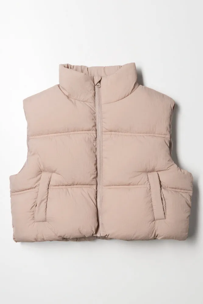 Sleeveless Jacket Natural