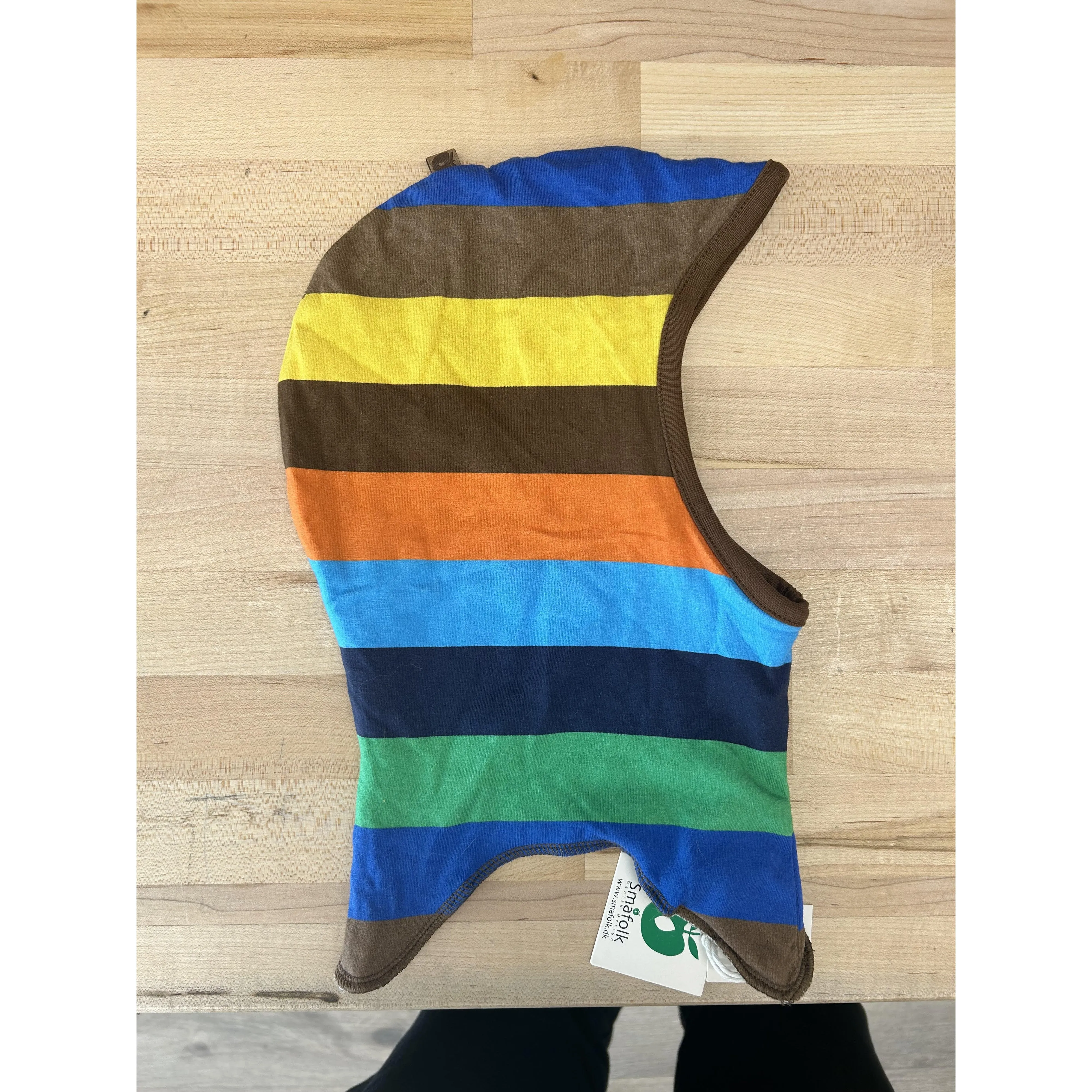 Smafolk Reversible Hood in Blue Lolite Stripe/Farm - Size 9-10 Years