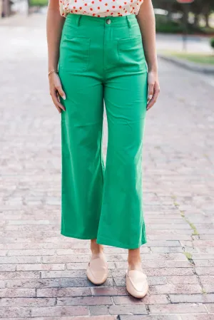 Talk Later Kelly Green Wide Leg Pants